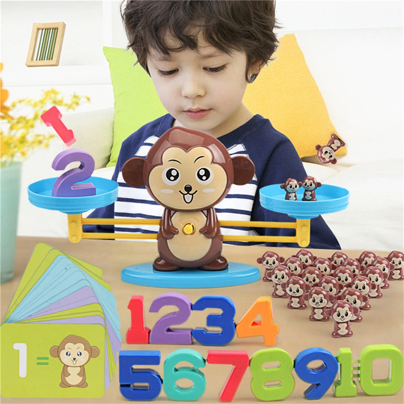 Math Match Game Board Toys Monkey Digital Balance Scale Toy Kids Educational Toy Addition Subtraction Math Toys